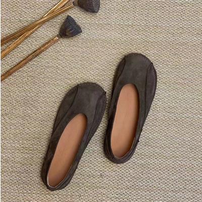 Leather Retro Single Shoes Soft Leather Soft Sole One Pedal First Layer Cowhide Women's Shoes New Flat Shoes