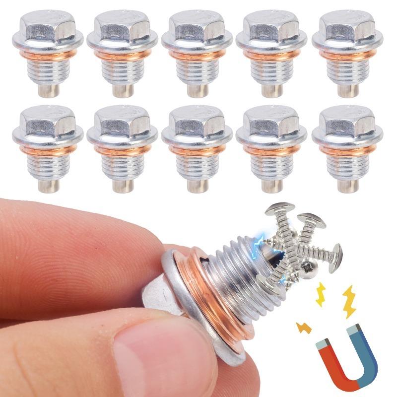 Magnetic Oil Drain Plug M12 X 1.25 Neodymium Magnet Stainless Steel Bolt with Seal Ring Heavy Duty Oil Plug for Toyota Nissan