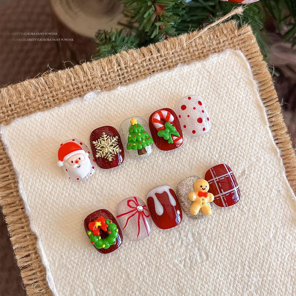 12 Grids Cartoon Christmas 3D Manicure Decoration Mixed Resin Snowman/Santa Claus/Elk/bell Nail Charms DIY Nail Art Rhinestones