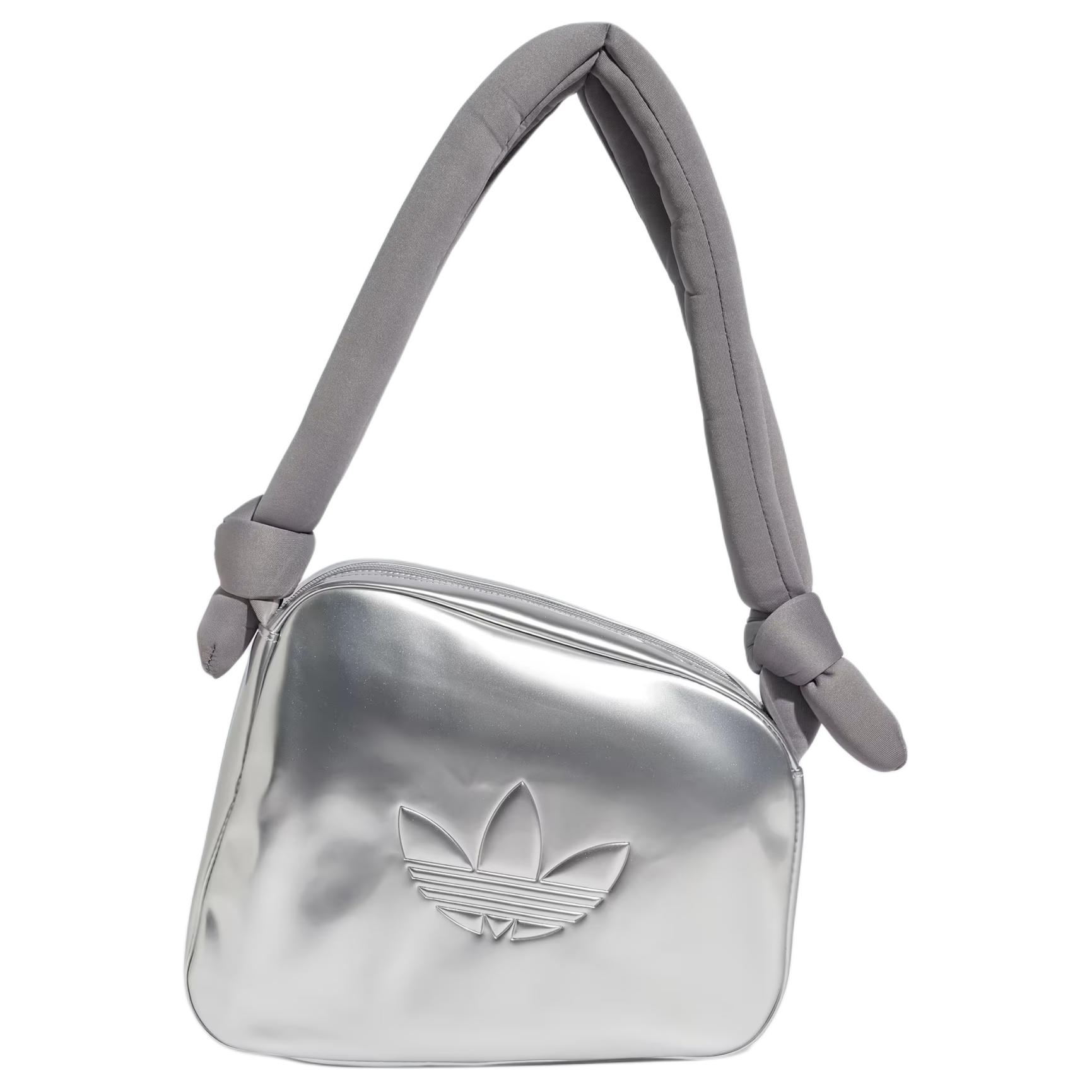 Adidas Originals 5L Logo Embossed Polyurethane Shoulder Bag Women bags Silver JC6016 Silver