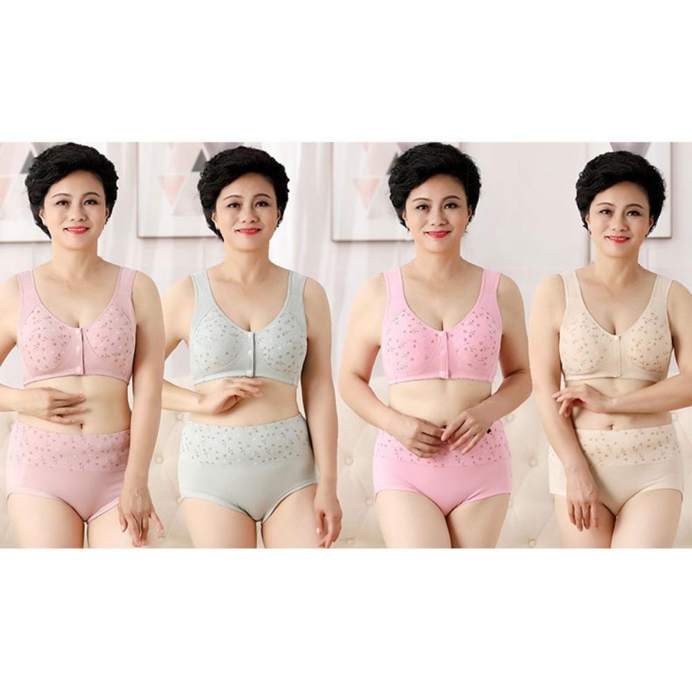 Women's Bra Plus Size Comfortable Printed Front Button Vest Underwear