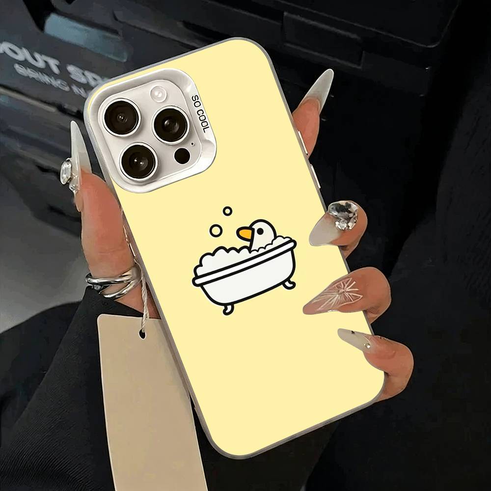 F-Funny Duck Phone Case For IPhone 17 Air 16 15 14 13 12 11 Pro Max White  Sliver  Hard Cover