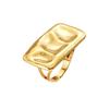 18K Gold Plated Stainless Steel Open Design Ring with Rectangular Plain Surface