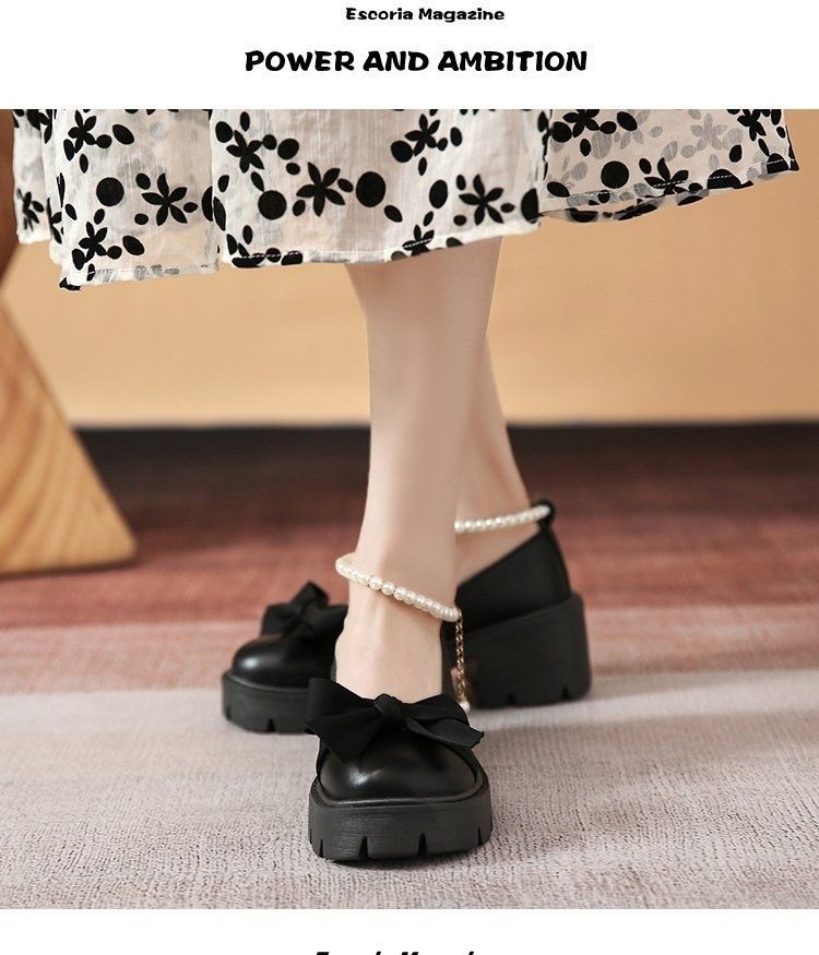 Fashion Pearl Bow Chunky Heel Shoes - Comfort Soft Material Fashionable Women’s Pumps, Ideal for Daily Casual/Party Wear