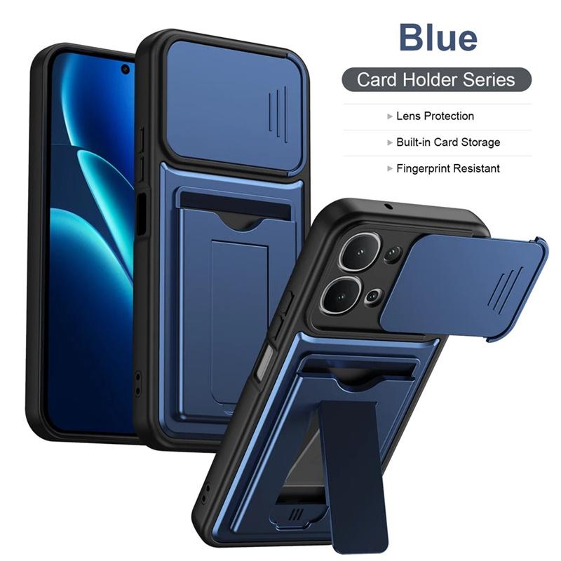 For Vivo IQOO Z11X Y31D Y51 Pro T5X Case Multi-layer Structure, Shockproof Cover with Bracket, Card Slot, Lens Protection