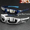 2 Pieces Fashion Vintage Sports Sunglasses Men Women Fishing Running Cycling  Sport Man Sun Glasses Anti-Glare UV400 Eyewear