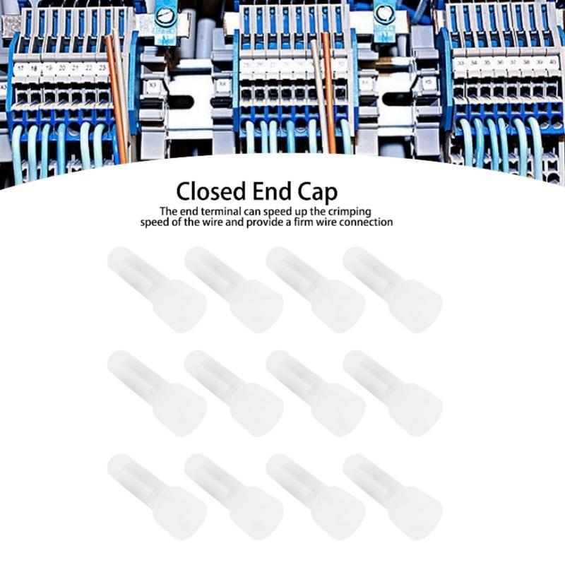 1000Pcs Closed End Terminal Transparent Nylon Crimping Cap Wire Cable Connector KitsCE1