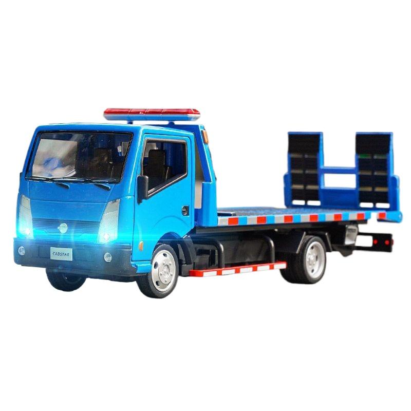 

1/32 Nissan VAN, модель прицепа из сплава, имитация металлического автомобиля, эвакуатора, грузовика, звуковой и легкий игрушечный грузовик синий