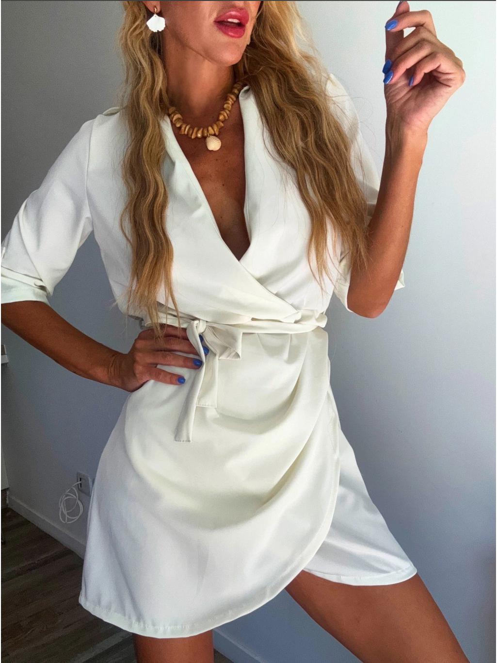 

В наличии: 2026 Новое европейское и американское платье с V-образным вырезом, на шнуровке, с воротником для весны и лета XL белый