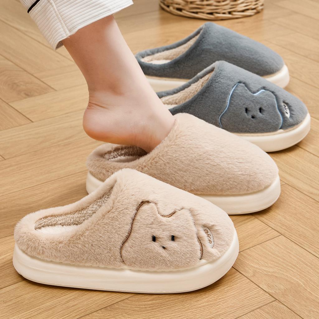 Niedliche Baumwollpantoffeln 2025 neu Herbst und Winter Indoor Zuhause dicker Boden rutschfest warme Plüschpantoffeln