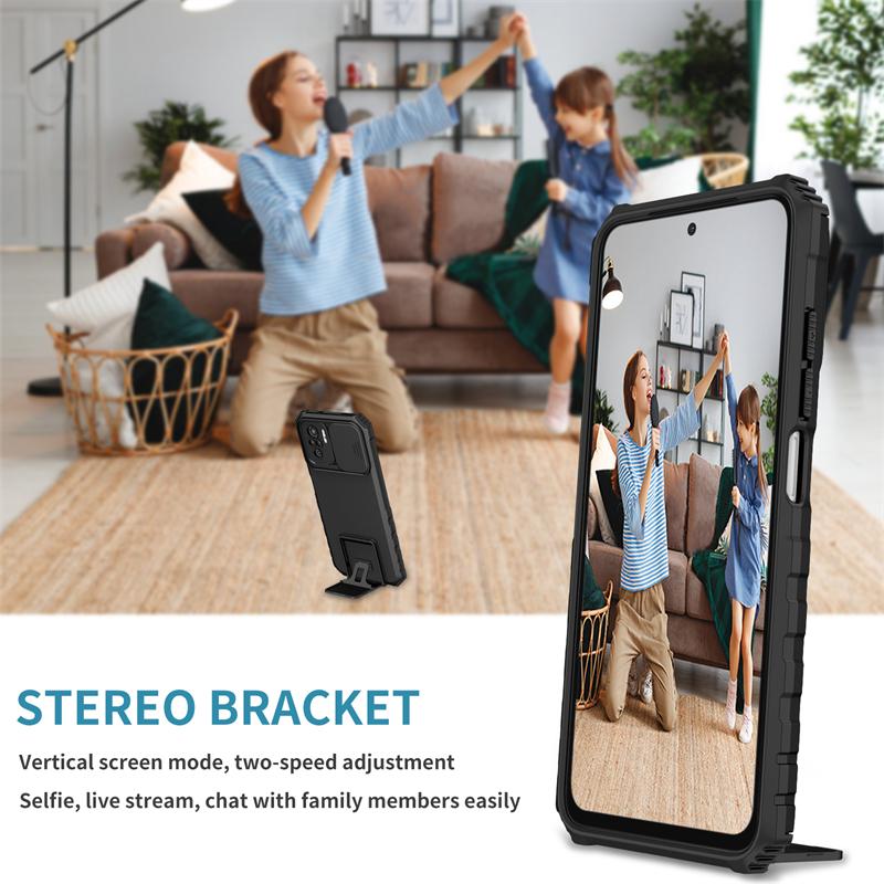 Für Xiaomi Poco M5S Hülle Schiebe Kameraobjektiv Panzer Ständer Handyhülle Für Poko Pocco Poxo Little M5S M 5S 5 S PocoM5S 4G Rückseite