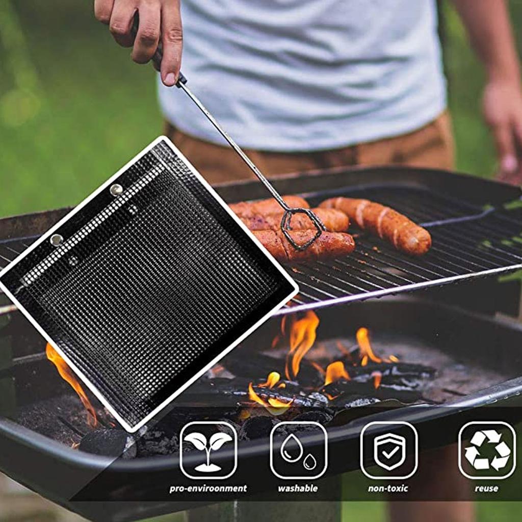 NonStick Grill Mesh Bag High Temperature Resistant BBQ Bag for Electric Gas Charcoal Grill(S )
