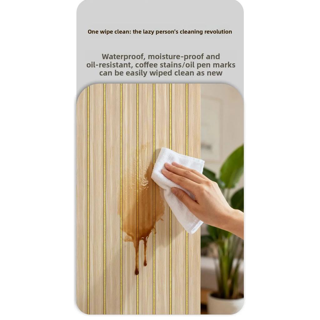 Self Adhesive Grille Wallpaper3D Fluted Wall Panel Sticker, Peel and Stick PVC Wallpaper for Living Room TV Background, Bedroom Wall Decor