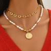 Luxury Multi-layer Faux Pearl Beaded Necklace with Human Head Pendant