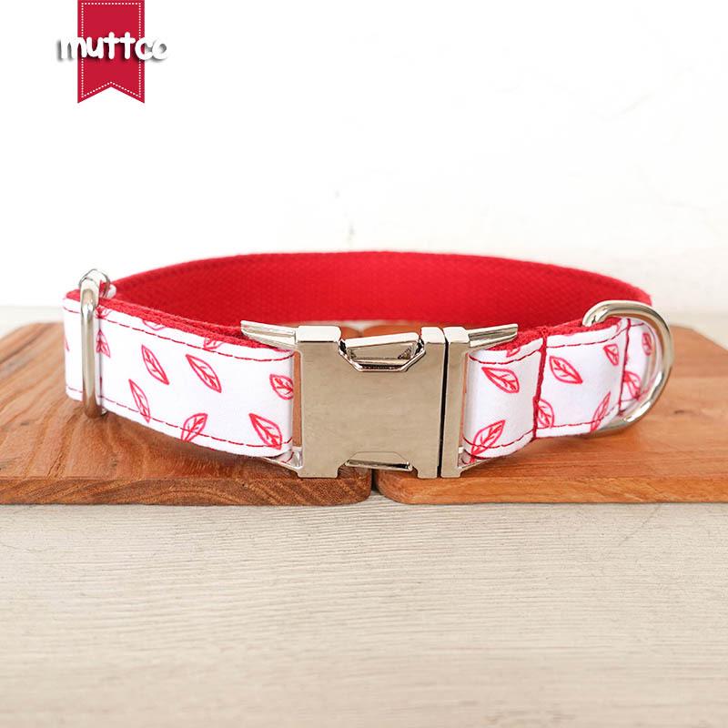 MUTTCO Soft Red Leaf Dog Collar UDC-128 L