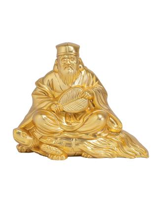 Viel Glück Sieben Glücksgötter Jurojin Buddhist Hideun Makita Statue Ornament Takaoka Kupferware (Vergoldet/24K Gold) Bildhauer Prototype_Buddha