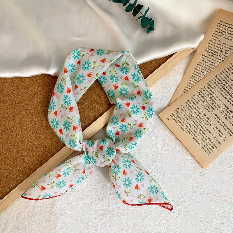 Cotton square scarf, silk scarf, high-end new small shawl, neck protector, small scarf, multi-purpose floral headscarf, headband, hair tie