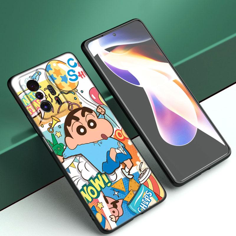 Cartoon C-Crayon Shinchan Schwarze Handyhülle für Xiaomi Mi 9 SE 8 10T 11 12 13 Lite 9T 11T 12S 12T 13T 14 Pro 5G NE 11i 12X