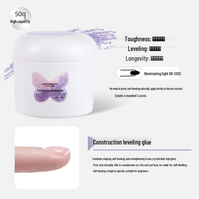 50ml High-Capacity Gel: Hard No-Wipe Top Coat, UV Builder, Extension Base, Diamond Glue for Press-On Nails