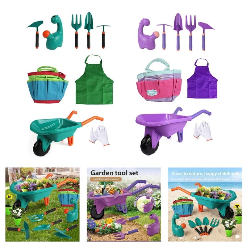 Kids Gardening Set for Beach Park and Home Adventures Promoting Creativity and Family Bonding with Rake Cart Shovel