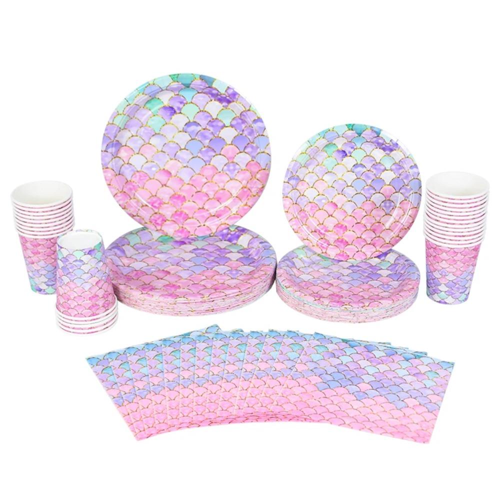 

Морская Русалка Украшение Красочные Для Девочки День Рождения Посуда Набор Скатерть Чашка Бумажная Тарелка