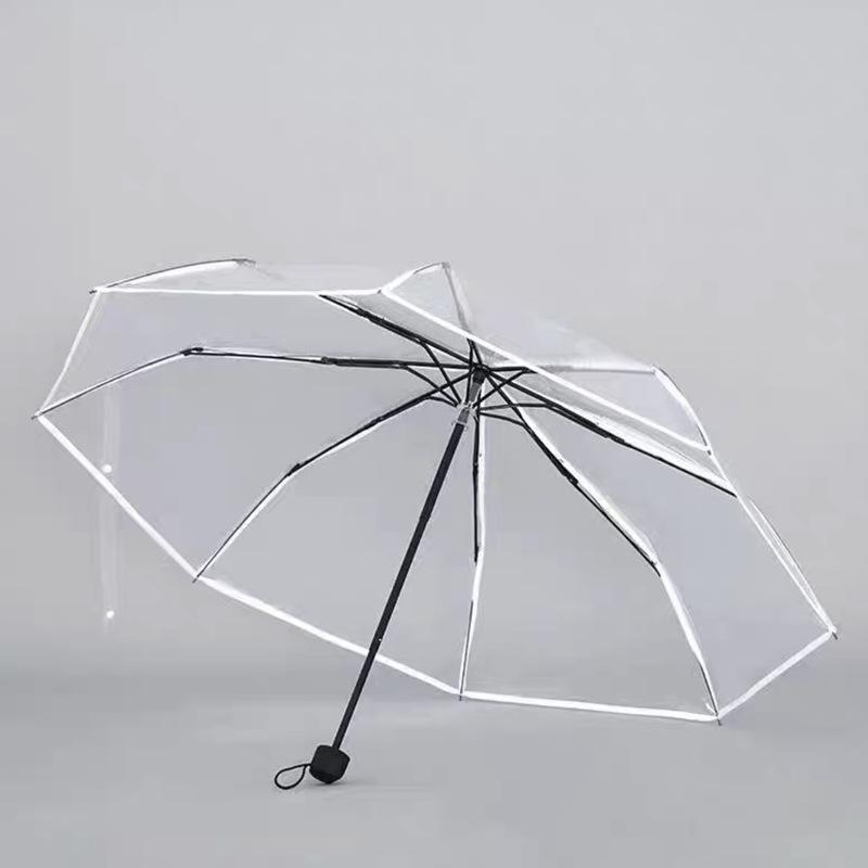 Stylish Unisex Transparent Folding Umbrella – Hand-Open Design, Compact, and Creative for Students