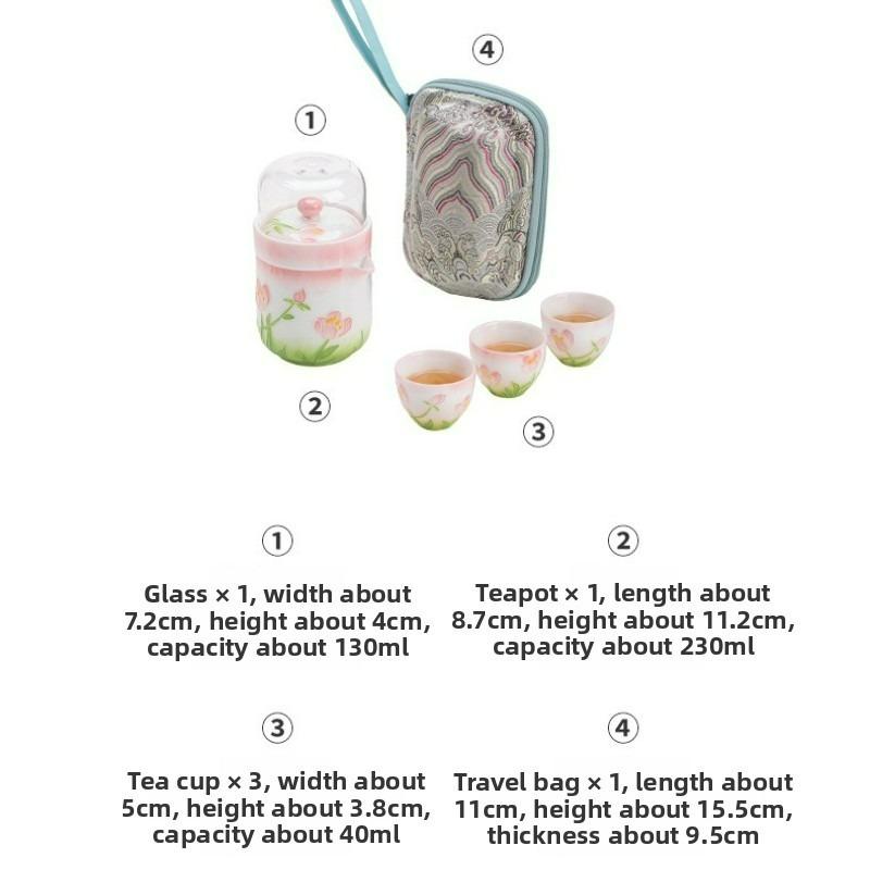Ice Translucent Hand Painted Quick Cup Set 1 Pot 3 Cups Dehua White Porcelain Travel Tea Ware Portable Underglaze Brewing Pot