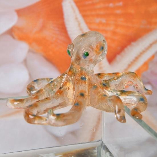 Handcrafted Resin Octopus Figurine Unique Sea Creature Statue with Realistic Details & Quartz Accents Decorative Desktop Sculpture for Home Office