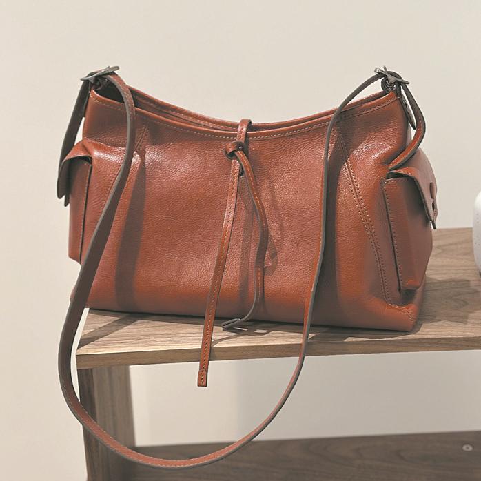 Johnature Casual Tote Bag Genuine Leather Soft Cowhide Large Capacity Simple Commuting Women's Shoulder Bags