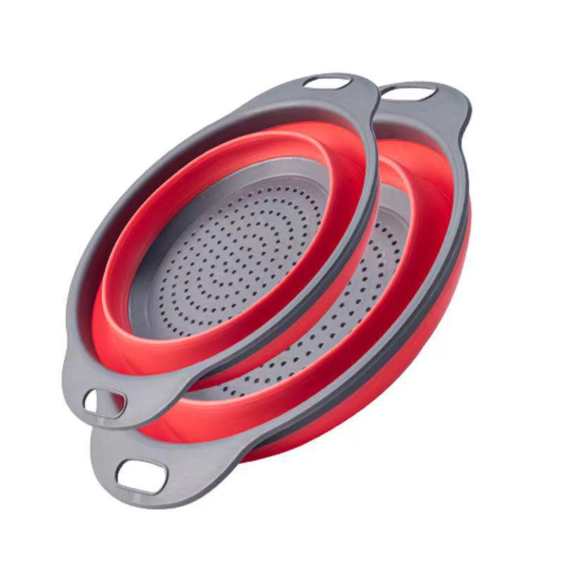 Foldable Round Vegetable & Fruit Washing Basket with Drain