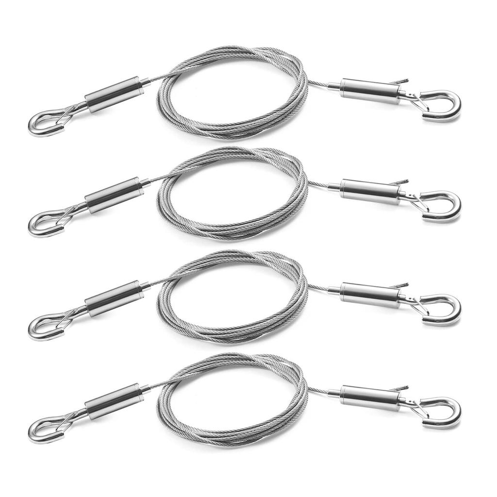 Adjustable 304 Stainless Steel Picture Hanging Wire with Double Hook for Lighting Suspension - 2PCS Pack