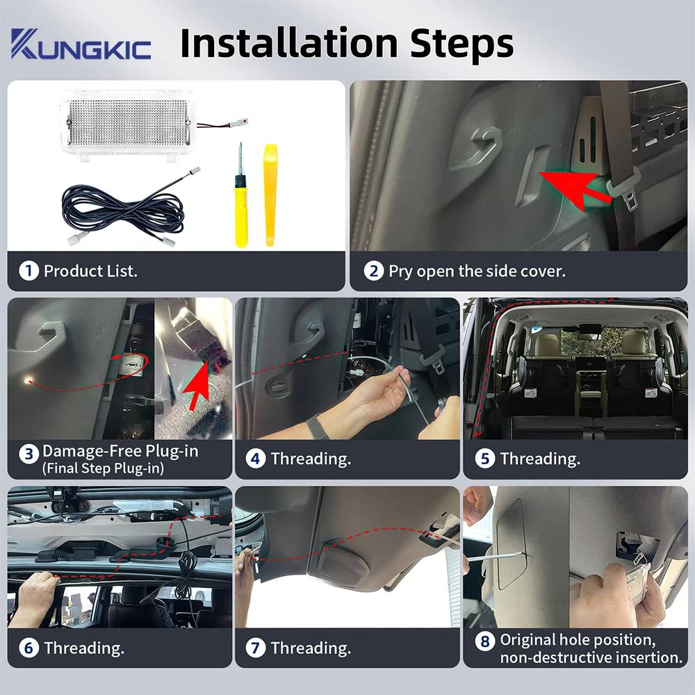 White LED Car Trunk Light Tailgate Lamp For Toyota Land Cruiser Prado 250 J250 LC250 2024 2025 2026 Suitcase Lights Assembly