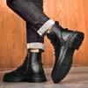 Herbst Winter Neue Lederstiefel für Herren Schwarze Stiefel Plateau-Stiefel Allround Herrenstiefel High Top Herren-Sneakers