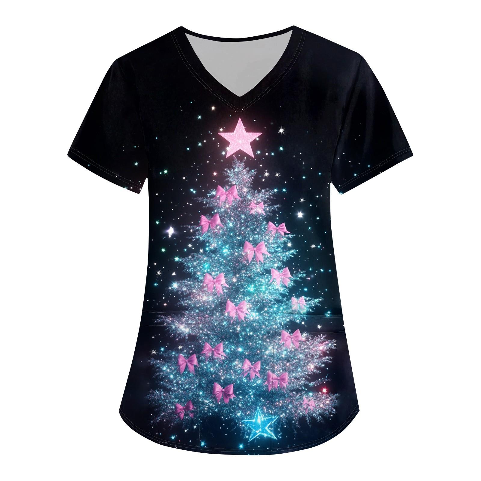 

Женский модный комбинезон с короткими рукавами и V-образным вырезом, с карманами и рождественским принтом XXXXL