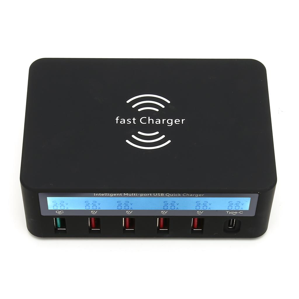 Ladegerät Kabellos Multiport USB Schnellladung TypeC Hub mit Smart Display AC