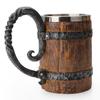 500/600ml Viking Wood Style Beer Mug Simulation Wooden Barrel Beer Cup Double Wall Drinking Mug Metal Insulated Bar Drinking