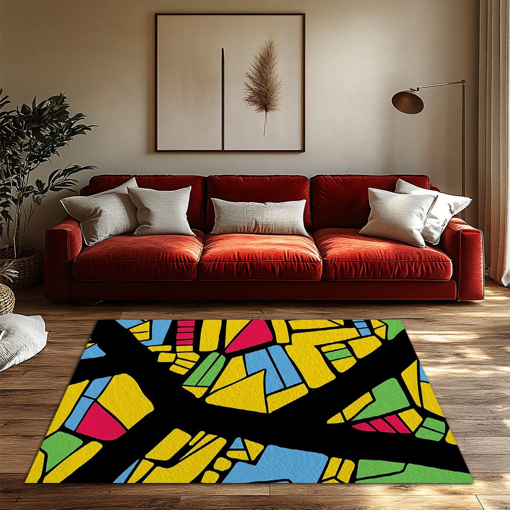 Unique Area Rug Modern Abstract Geometric Pattern Floor Mat Living Room Decor Home Carpet Non-Slip Indoor Outdoor Rug Gift