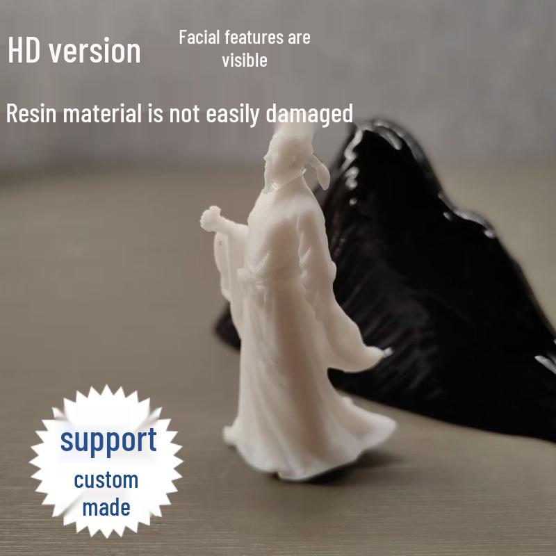 Free Shipping: Li Bai and Du Fu Playing Flute Resin Miniature - Chinese Style Landscape Ornament