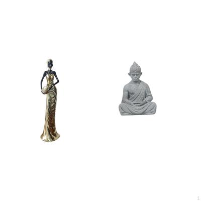 African Tribal Lady Buddha Monkey Figurine Vintage Art Crafts Decorative Sculpture for Fireplace