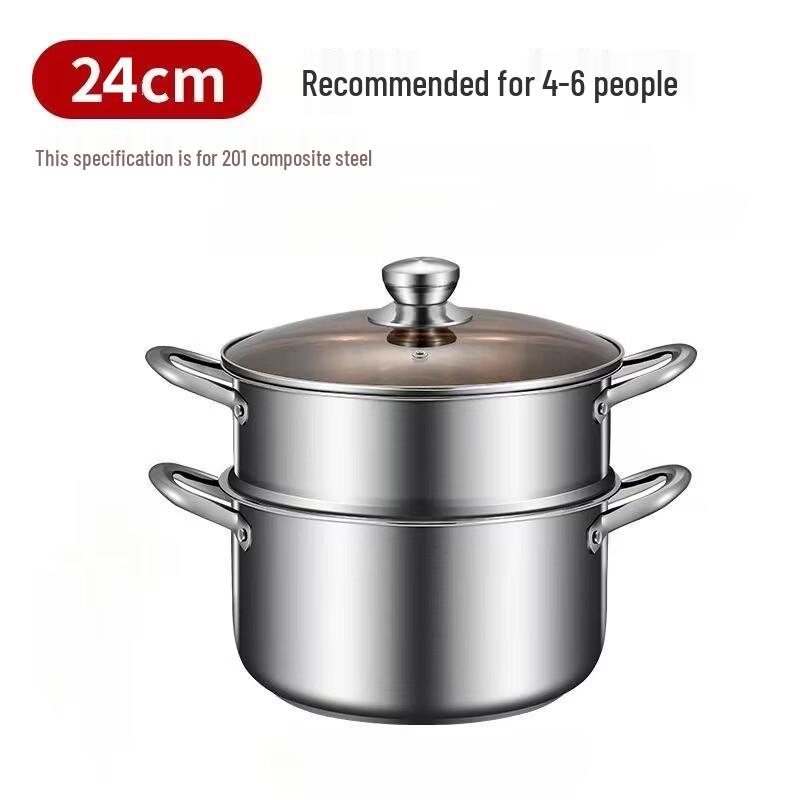 Wutuo 24cm Double Layer Stainless Steel Steamer Pot