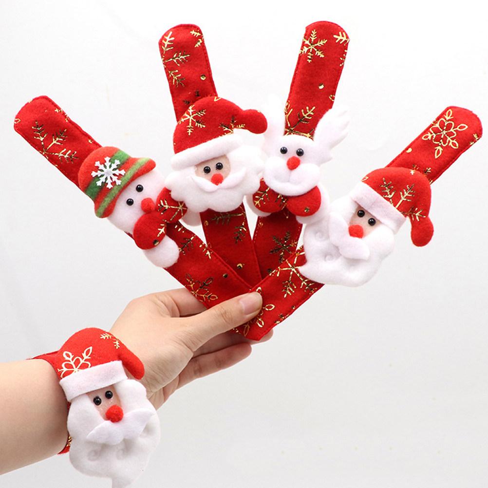 Cartoon 3D Santa Claus Snowman Elk Slap Bracelet Christmas Party Supplies Favors Comfortable Fabric for