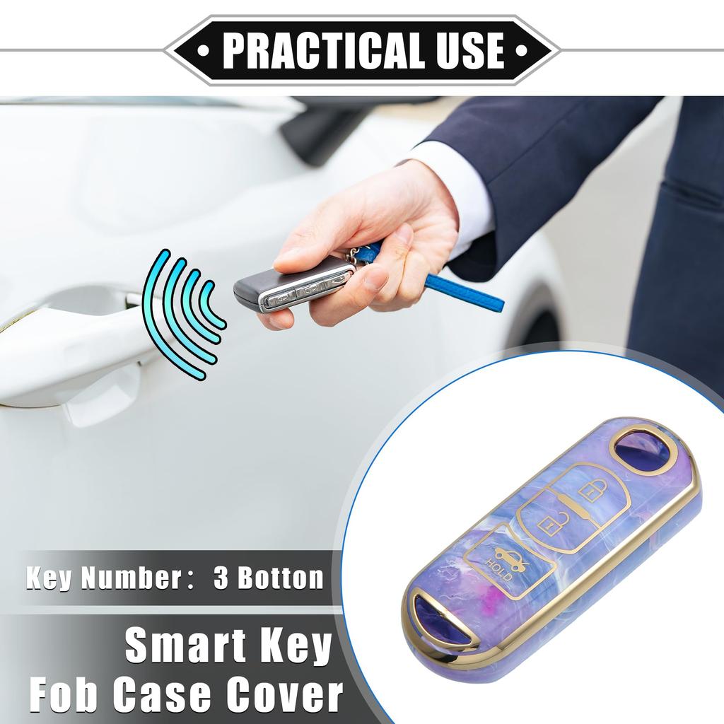 A ABSOPRO Key Fob Cover for Mazda CX-3 CX-4 3 Button Porcelain Pattern Fashion