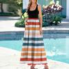 Ladies' striped printed summer casual and fashionable sleeveless long dress