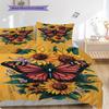 Flowers and Insects Pattern Bedding Quilt Set Quilt Cover Pillowcase Home Decoration Birthday Gift (1 * duvet cover + 2 * pillowcase, without core)