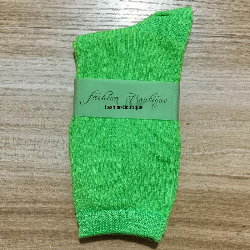 Women's 2025 Dopamine Dance Socks: Colorful, Scrunched Cotton Mid-Calf Socks for All Seasons