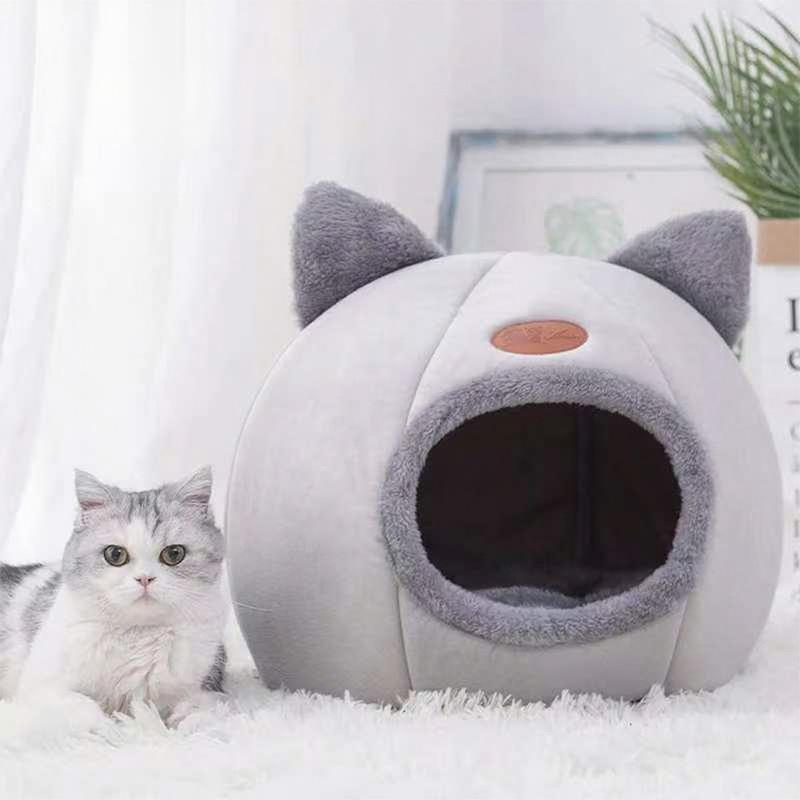Neu Tiefer Schlafkomfort im Winter Katzenbett Kleine Matte Korb Kleine Hundehausprodukte Haustiere Zelt Gemütliches Höhlennest Innen