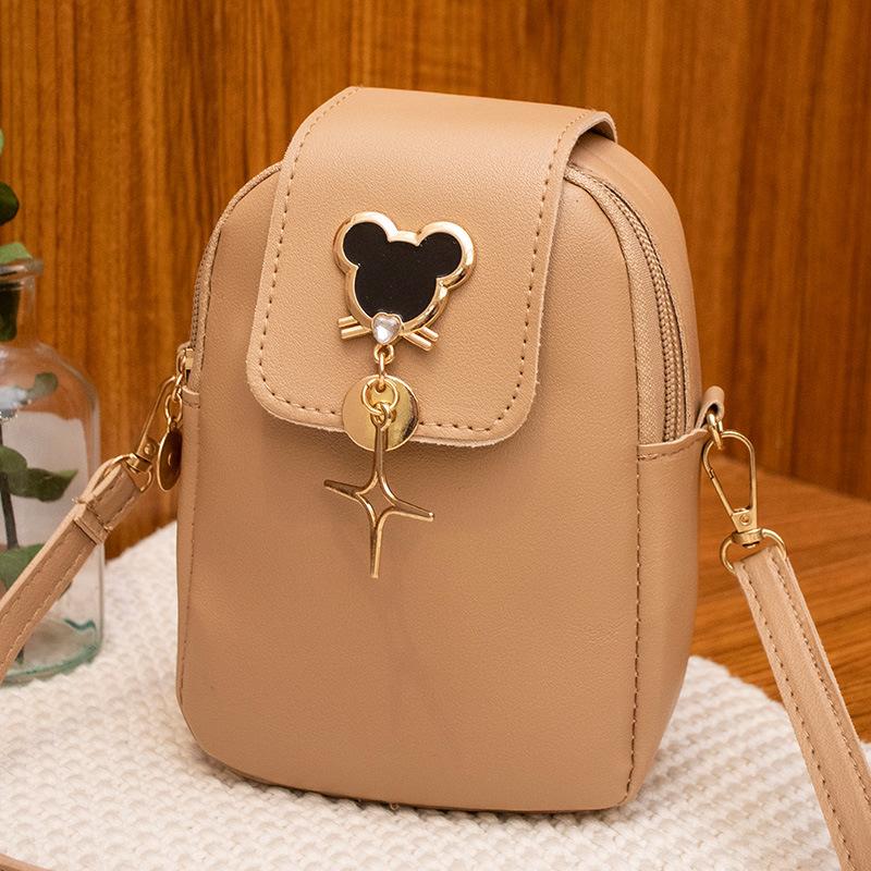 

Wide shoulder straps cute accessories mobile phone bag new women s bag versatile texture fashion versatile messenger bag 12*6*17CM абрикосовый