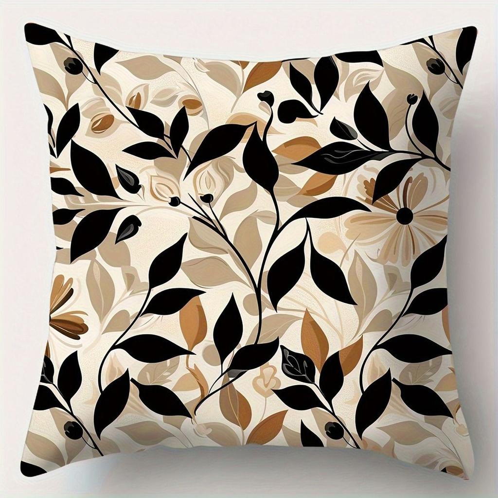 Floral Leaf Patterned Pillow Covers for Home ,Sofa Bedroom Cushion Cover, Single-sided Printing, Without Pillow Core