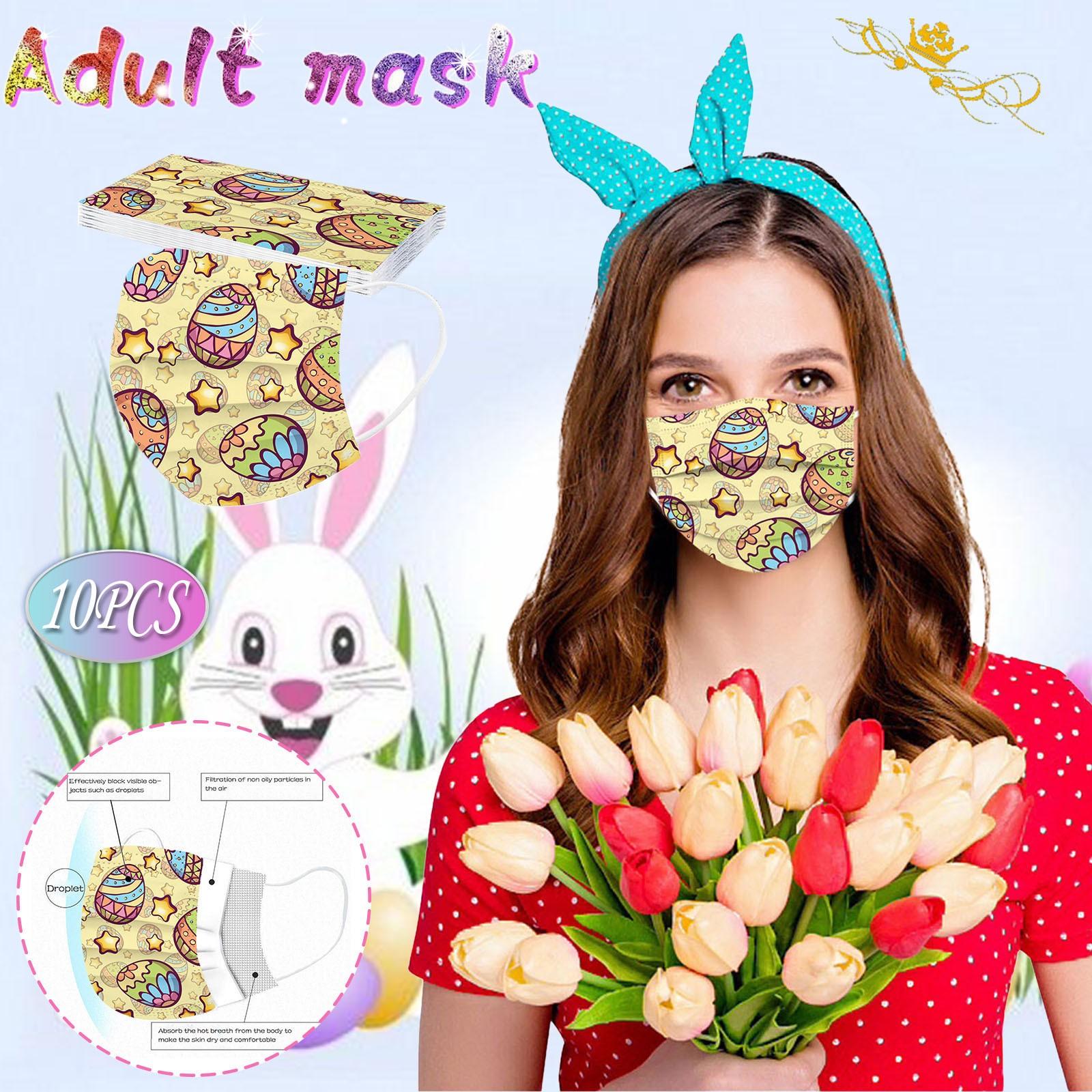 

10 шт. Взрослая Пасхальная Маска Защитная Одноразовая Трехслойная с Принтом