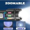 High Power LED Handheld Flashlight with Power Display, Strong Light & Side Light, Bright Torch for Camping, Hiking and Outdoor Emergency Use